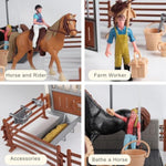 Horse Stable Figurines Playset, 31 Pieces Horse Club With Horse Wash Area And Fence Figures, Barn Horse Toys Gift For Girls And Boys 3 4 5 6 7 8