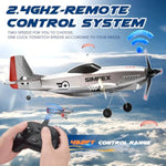 Rc Plane For Kids - 2.4Ghz 3-Channel Remote Control Airplane Toy With 6-Axis Gyro, 2 Speeds, 2 Batteries, P51 Rc Airplane, Foam Glider - Gift For Boys & Girls