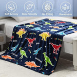 Glow in the Dark Dinosaur Blanket for Kids, Soft 50 x 60 Inch Throw Blanket