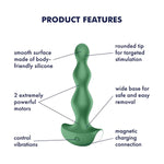 Lolli-Plug 2 Anal Vibrator - Vibrating Anal Plug, Round Shaped Beads With Increasing Diameter And Wide Base - Suitable For Beginners, Waterproof, Rechargeable (Green)
