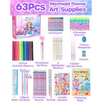 Mermaid Art Supplies Kit with 63 Pieces and Coloring Books