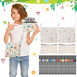 5 Pcs Color Your Own Crossbody Bag Craft Kit with Pencil Cases & 24 Markers