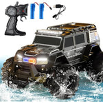 Amphibious Remote Control Car Waterproof Monster Rc Cars 4Wd All Terrain Off-Road Stunt Vehicle Toys With 2.4 Ghz Led Lights For 6 7 8 9 10 11 12+ Year Old Kids Boys Girls Gifts Presents (Black)