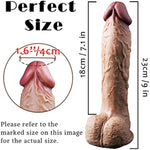 9 Inch Realistic Dildo Dual Density Liquid Silicone Cock With Strong Suction Cup, Lifelike Penis Sex Toy Flexible Female G Spot Masturbation Toy With Curved Shaft And Balls