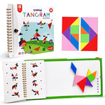 Travel Tangram Puzzle With 2 Set, Magnetic Pattern Blocks Road Trip Travel Games Jigsaw Montessori Brain Blocks Iq Book With 368 Solution Brain Teasers For Kids Adults Challenge