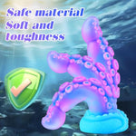 Realistic Monster Tentacle Octopus Dildo 2 Inch Wide, Silicone 8 Inch Extra Large Thick Girthy Anal Dildo Suction Cup, 7 Inch Creature Tapered Alien Dildos Fantasy Colorful Blue Sex Toy For Men Women