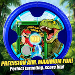 Dinosaur Shooting Game Toys, 2 Air Pump Launcher With Aiming Fun, 3 Dinosaur Theme & 4 Target Score Points, 24 Foam Balls, Indoor Outdoor Toy Gift For Kid Boy 3 4 5 6 7 8 9 10 11 12 Year Old Age 3-12