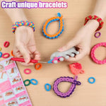 Kids Bracelet Making & Weaving Kit with 1000 Hair Ties and Organizer Case