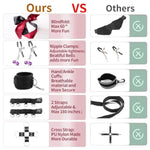Sex Bondage Restraints Bdsm Toys Kit, Couple Sex Toys Bed Restraints With Sex Straps Cuffs Blindfold Nipple Clamp Tickler, Under King/Queen Bed Romance Straps Bondage Gear&Accessories For Couples Game