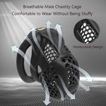 Breathable Honeycomb Penis Cage Set With 4 Flat Rings Small Cock Cages Men Chasity Device Slave Sex Toy Extreme Bondage With Large Urinal Design (Black,Flat-Micro)