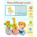 Montessori Toys For 1 2 3 Year Old Boys Girls, Toddler Toys Age 2-4, 10 Pack Wooden Animal Blocks Sorting & Stacking Education Toddler Puzzles Toy,1 2 3 Year Old Girl Boy Birthday Gifts