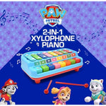Paw Patrol 2 in 1 Baby Piano Xylophone Toy for Kids Toddlers Girls Boys Musical Instrument with Multicolored Keys Keyboard Sheet Music Two Mallets