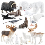 16Pcs Mini Arctic Animals Figurines Toys, Winter Polar Animals Toys For Kids Include Polar Bear, Caribou, Orca, Wolf Figurines Cake Toppers Birthday Gifts For Preschool Kids