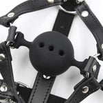 Bdsm Ball Gag Harness – Bdsm Silicone Mouth Gag Metal Nose Hook Sex Adult Products Open Mouth Ball Gag With Adjustable Harness Bondage Toy(Black)