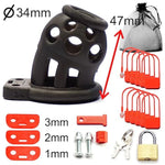 French Adjustable Chastity Belt Men Cock Cage Matrix-50 By Elite Deluxe, 5 Rings