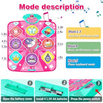 Unicorn Dance Mat, Dance Mixer Rhythm Step Play Mat, Pink Dance Pad With Led Lights, Adjustable Volume, Built-In Music, 5 Game Modes, Xmas B-Day Gifts For 3-12 Years Old Girls Toys