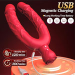 Double Dildo Sex Toys - G-Spot Vibrator Double Sided Ended Lesbian Sex Toys For Couple With 10 Vibrating Modes, Long Realistic Strapless Dildo For Anal Pegging Play, Adult Rose Toys For Women Gay