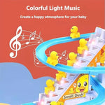 Small Ducks Climbing Toys, Electric Llittle Duck Climbing Stairs Toy, Duck Roller Coaster Tracks Slide Set With 9 Ducks Led Lights And Music, Small Duck Ladder Toy For Toddlers And Kids
