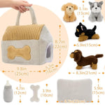 8-Piece Dog House Plush Set, 9.8 Inch Plush Dog House Set With Cute 4 Puppies, Magic Gate, Bottle, Bed Pad & Bone, Interactive Pet Toy For Kids