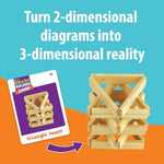 MindWare KEVA Junior Brain Builders Playset, 3D Puzzle Travel Game, 40 Wooden Building Block Challenges
