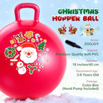 Hopper Ball For Girls & Boys 3-8 With Free Hair Clips, Santa Claus Red 18In Bouncy Ball With Handle For Kids, Christmas Hopping Toys Indoor And Outdoor Play Includes Pump