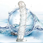 Large Clear Phallic-Shaped Glass Dildo,Realistic Swirl Glass Dildo Crystal Penis Glass Sex Pleasure Wand G-Spot Stimulator Women Masturbation Toy Anal Butt Plug For G-Spot Stimulation For Men Women