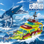 3 In 1 Ocean Explorer Dinosaur Building Set Compatible With Dinosaur Park World, City Boat Ship & Mosasaurus Spinosaurus Dino Toys With Poseable Joints, Toys For Kids Boys Age 6-12