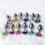 3 Pcs Anal Plug Set, Heart Shaped Metal Anal Sex Trainer Jeweled Butt Plugs Toy For Beginners, Rose Red