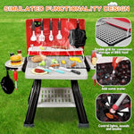 Kids Play Kitchen Toys, Kids Bbq Grill Kitchen Playset With Smoke, Sound & Light, Play Food Toys Cooking Set, 2-Layer Barbecue Outdoor Play Grill Toy Gift For Toddler Boys Girls 3-5