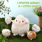 5 Pcs Sheep Stuffed Animal Toys Set 12 Inch Mommy Sheep Plush With 4 Baby Lamb Stuffed Animals Soft Cuddly Gifts For Christmas Farm Birthday Baby Shower Party Favor Nursery Decoration