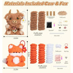 Fluffy Pipe Cleaner Craft Kit Set, 4-Pack DIY Plush Animal Keychain Making Kit