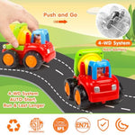 Push And Go Friction Powered Cars Construction Vehicles Toy Set Tractor Bulldozer Mixer Truck Dumper For 1 2 3 Year Old Baby Toddlers Boys Gifts