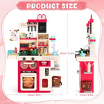 Kids Kitchen Playset, Play Kitchen For Toddlers 1-3 With Sound And Light, Cooking Stove With Steam, Play Sink And Toy Kitchen Accessories Pretend Kitchen Toys For Girls Boys 3-5 (Red)