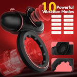 Vibrating Cock Ring With Bullet Vibrator For Men, Adult Sex Toys Penis Ring Vibrator For Penis Testicles Clitoris Stimulation, Rose Clitoral Stimulator For Couples Sex Toy, Black