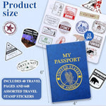 696 Pcs Kids Passport Book Set 48 Pcs Fake Passport Book with 648 Travel Stickers for Scrapbooks