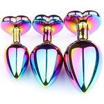 Rainbow Crystal Metal Anal Butt Plug for Women - A Sensual Sex Gift with Heart-Shaped Design