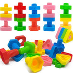 Jumbo Nuts And Bolts For Toddlers - 40 Pcs Screw Toys For Toddlers 1-3 - Occupational Therapy Toy With Storage Tote And Book - Shape Sorter Fine Motor Toy - Manipulatives For Preschoolers