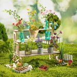 70 Pcs Make It Miniature Brands Nature Garden Plants Set, Mini Botanical Collectibles, Tiny Paper Flower Bouquet Diy Craft Kit, With Wood Display Stand, Miniature Toy Gift For Kids And Adults