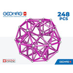 Geomag Masterbox Magnetic Toys for Kids Ages 8+, 248pc Purple Educational STEM Magnets for Kids - Swiss-Made Magnetic Blocks, Tiles and Building Toys from 100% Recycled Plastic