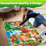 Giant Floor Puzzles For Kids Ages 4-6 - 2X3 Feet Extra-Thick 48 Pieces Toddler Puzzle Ages 3-5 – Forest Educational Activity For Boys Girls – Premium Box With Sturdy Handle & Magnetic Closure