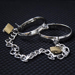 Metal Bondage Handcuffs Footcuffs Restraint Bondage Oval Cuffs With Iron Chain Slaves Lock Bdsm Sex Toys (B)