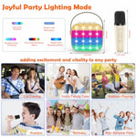 Bluetooth Karaoke Machine Toy For Kids- Mini Karaoke With 2 Wireless Microphone, Voice Changer & Led Lights, Portable Karaoke Mic For 3-8 Year Old Girls, Great For Birthday Home Party