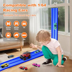 15Ft Flex Track, Flexible Race Car Track For Kids Toy With 10 Suction Cups, Rolls Up Portable Racetrack Compatible With Hot Wheels & Diecast 1/64Th Cars, Christmas Birthday Gifts (Blue)