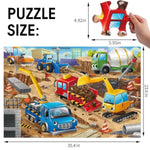 Jumbo Floor Puzzle For Kids,Construction Site Jigsaw Large Puzzles,48 Piece Construction Vehicle Puzzle For Toddler Ages 3-5,Children Learning Preschool Educational Toys,Gift For 4-8 Years Old