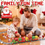 Christmas Train Set For Toddlers 2-4: Electric Toy Train With Light & Music, Toddler Toys For 1 2 3 Year Old Boy Girl, 6 Santa Finger Puppets, Track For Around Tree, Stacking Barns