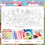 Giant Farm Animal Coloring Tablecloth, Jumbo Coloring Poster for Kids & Parties