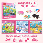 Unicorn Princess Mermaid Magnetic Puzzles For Toddlers 3-5, 36 Pieces Travel Puzzles For Kids Ages 4-8, Airplane Car Road Trip Activities Games Toys For 3 4 5 6 Year Old Girls Birthday Gifts