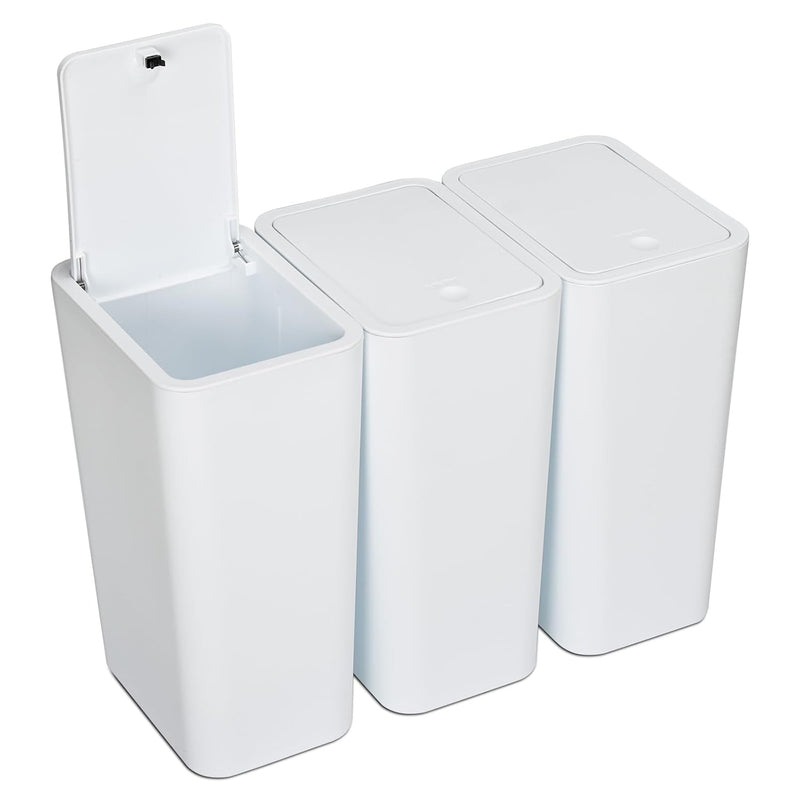 3 Pack 10 L/2.6 Gal Bathroom Trash Can With Lid, Kitchen Trash Can With Press Li