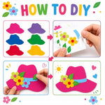 Summer Hawaii Paper Craft Kit with Tropical Flowers, Straw Hat & Stickers for Kids