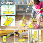 Spray Mop Kids Montessori Christmas Toy Set With Real Water Sprayer 2Pcs Washable Pads Squeeze Working Mini Size Kids Spray Mops Cleaning Toy Set That Really Work For Toddler 3-8 Floor Cleaning Dust